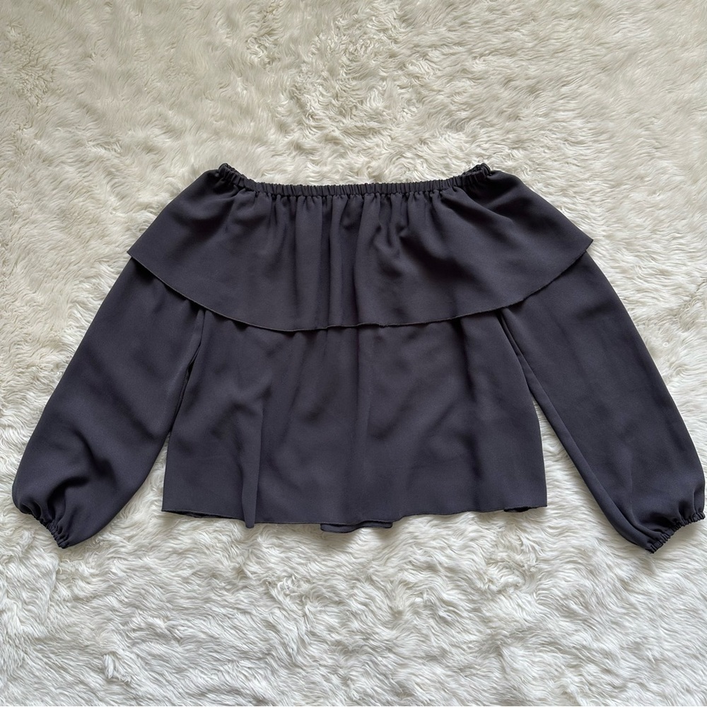 Aritzia Wilfred Blouse Morel Off The Shoulder Top Gray XXS